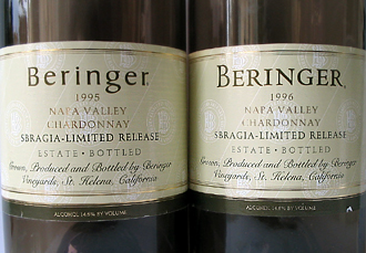 Ed Sbragian käsitys Beringerin vuosien 1995 ja 1996 parhaimmasta Chardonnay-viinistä. Voltteja on ainakin hulppeat 14 ja puoli